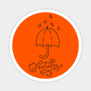 Autumn Umbrella Rain Simple Design Magnet